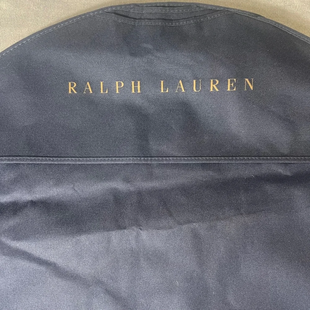 Ralph Lauren Navy Blue Canvas Garment Bag Suit Cover Travel Bag Gold Logo